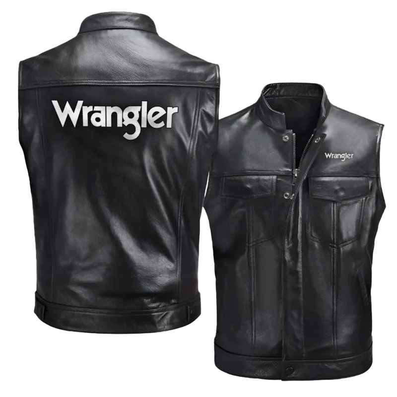 Collection Release Wrangler Brand Agricultural and Craftwork Farmer Zipper Sleeveless Leather Jackets BLF15924A235