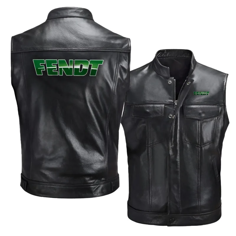 Collection Release Fendt Brand Agricultural and Craftwork Farmer Zipper Sleeveless Leather Jackets BLF15924A35