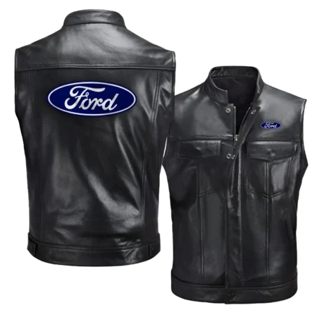 Collection Release Ford Brand Agricultural and Craftwork Farmer Zipper Sleeveless Leather Jackets BLF15924A45