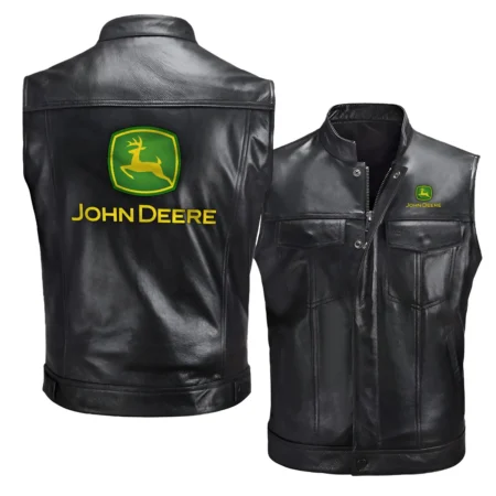 Collection Release John Deere Brand Agricultural and Craftwork Farmer Zipper Sleeveless Leather Jackets BLF15924A55