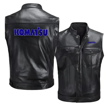 Collection Release Komatsu Brand Agricultural and Craftwork Zipper Sleeveless Leather Jackets BLF15924A65