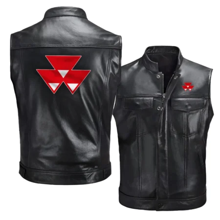 Collection Release Massey Ferguson Brand Agricultural and Craftwork Farmer Zipper Sleeveless Leather Jackets BLF15924A85