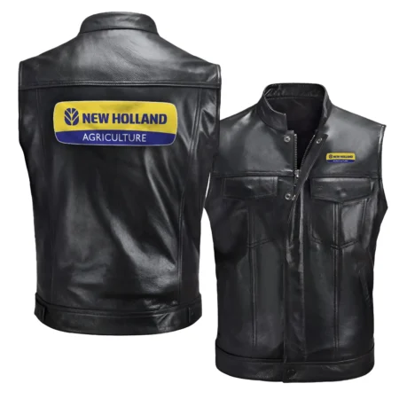 Collection Release New Holland Brand Agricultural and Craftwork Zipper Sleeveless Leather Jackets BLF15924A95