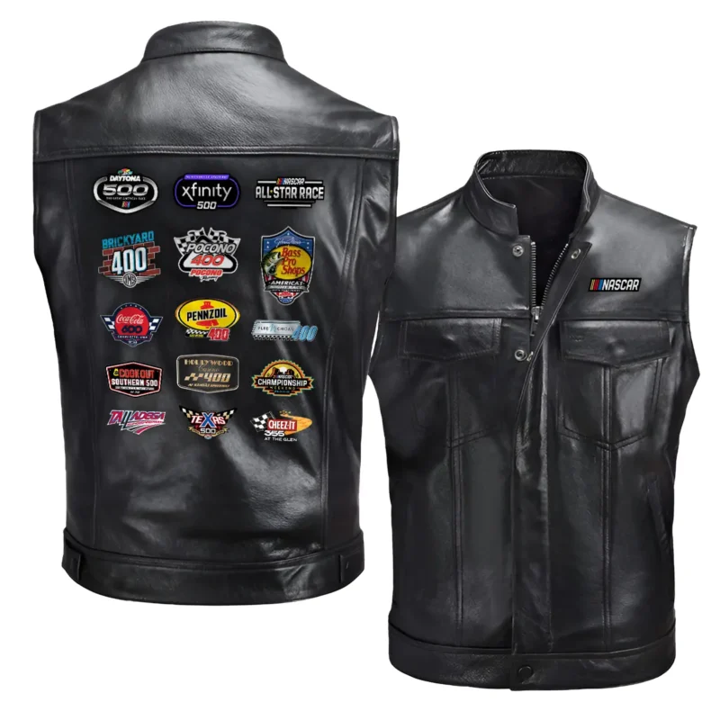 Collection Release Nascar Cup Series Zipper Sleeveless Leather Jackets BLNCS12924A5