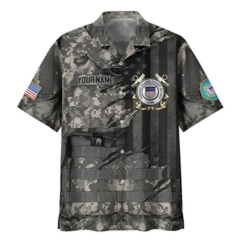 Uniform Camo Pattern U.S. Coast Guard All Over Prints BLVTR18924A2CGHW - Hawaiian Shirt