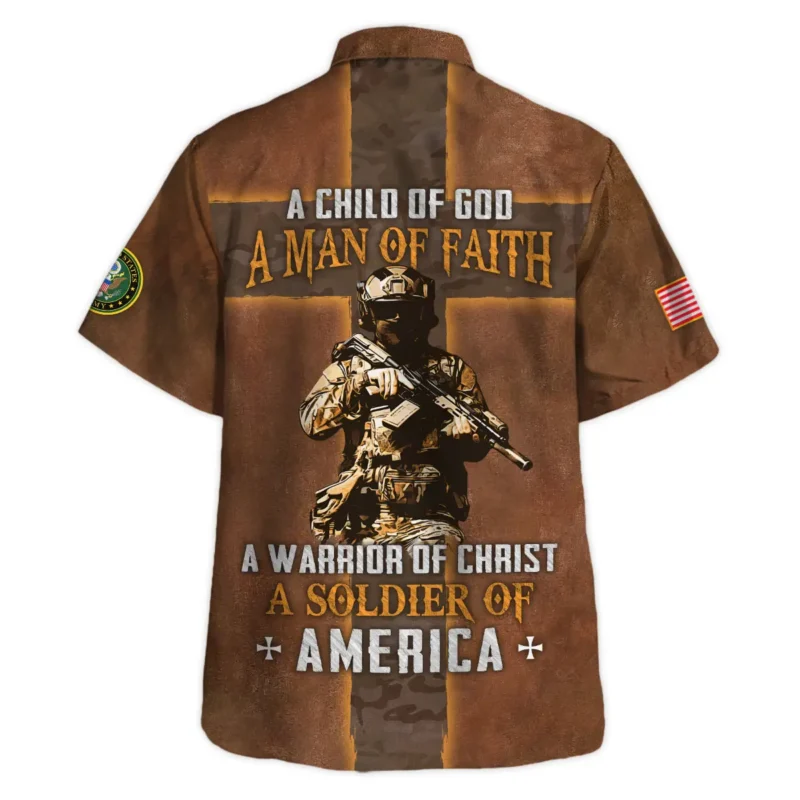 Child Of God Man Of Faith Warrior Of Christ America U.S. Army All Over Prints BLVTR17924A1AMHW - Hawaiian Shirt