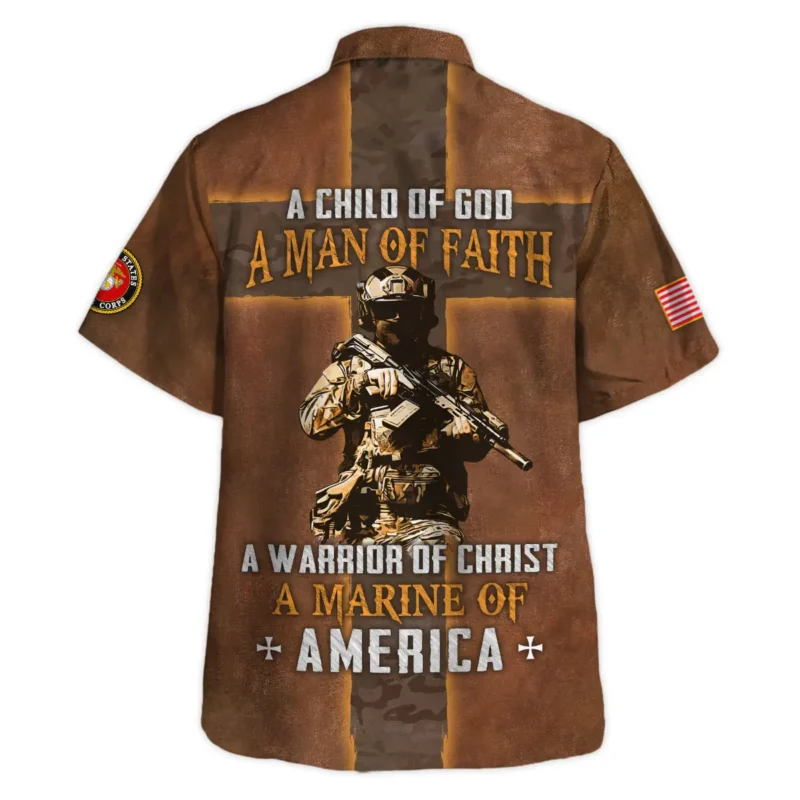 Child Of God Man Of Faith Warrior Of Christ America U.S. Marine Corps All Over Prints BLVTR17924A1MCHW - Hawaiian Shirt