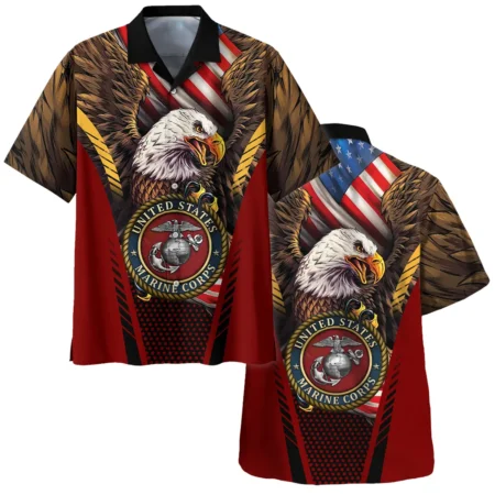 Eagle And Flag U.S. Marine Corps All Over Prints BLVTR20924A3MCHW - Hawaiian Shirt