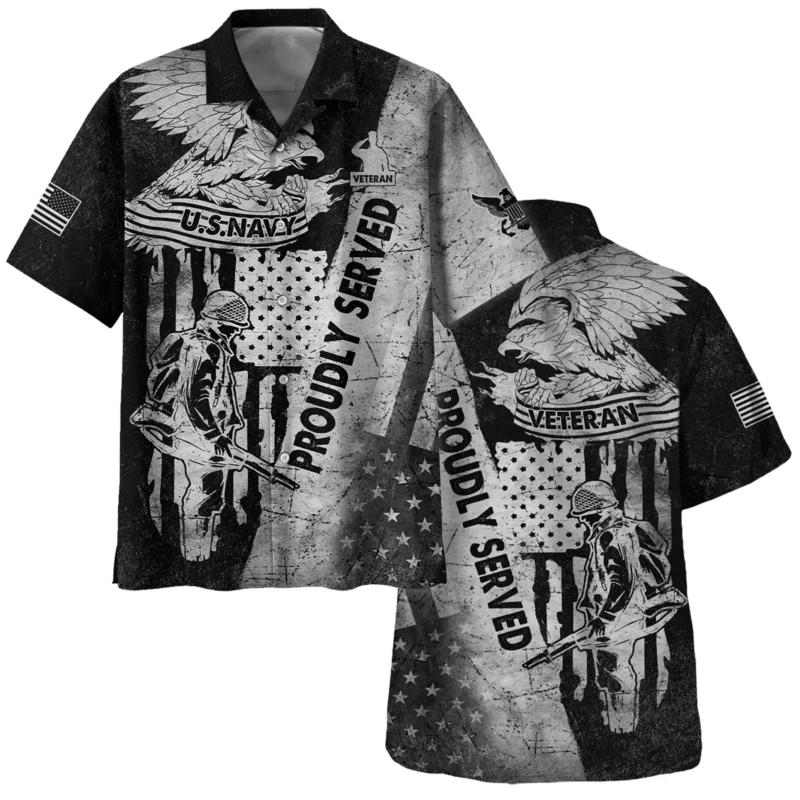 Proudly Served Eagle US Flag U.S. Navy All Over Prints BLVTR21924A2NVHW - Hawaiian Shirt