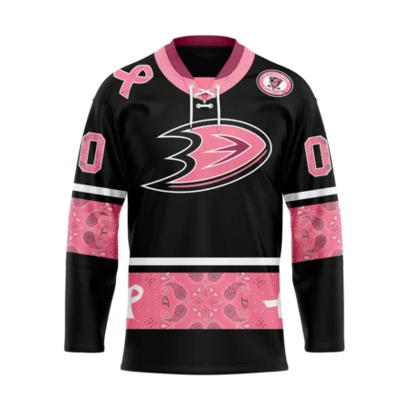 NHL Anaheim Ducks, Specialized Hockey Jerseys In Classic Style With Paisley! In October We Wear Pink Breast Cancer