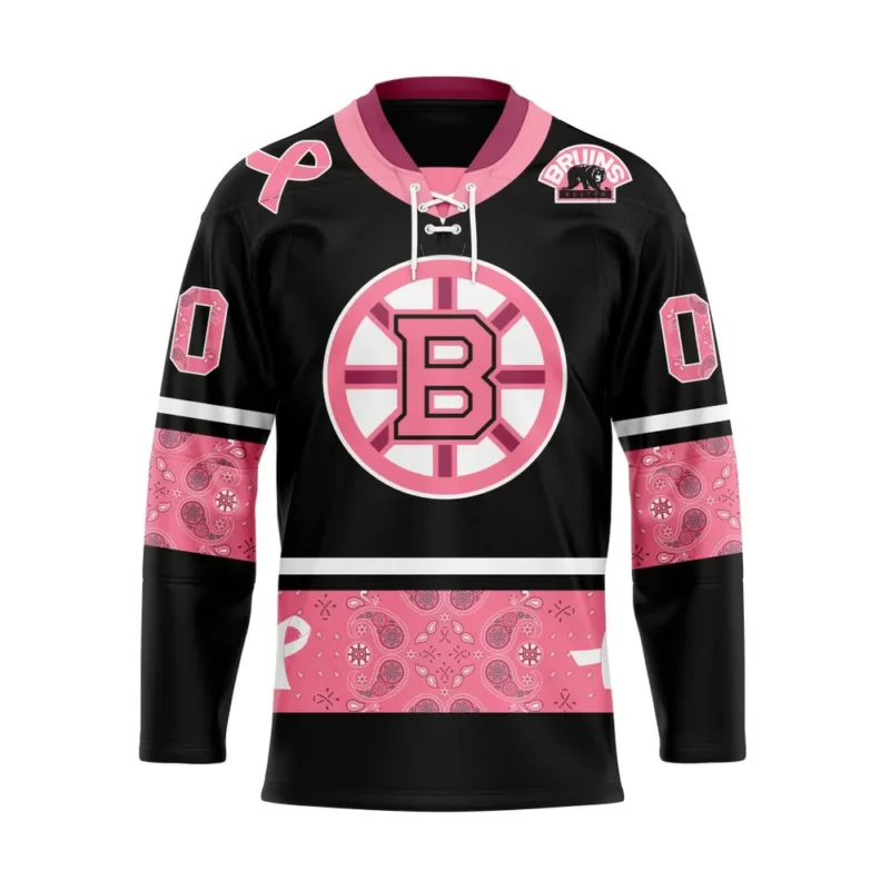 NHL Boston Bruins Specialized Hockey Jerseys In Classic Style With Paisley! In October We Wear Pink Breast Cancer