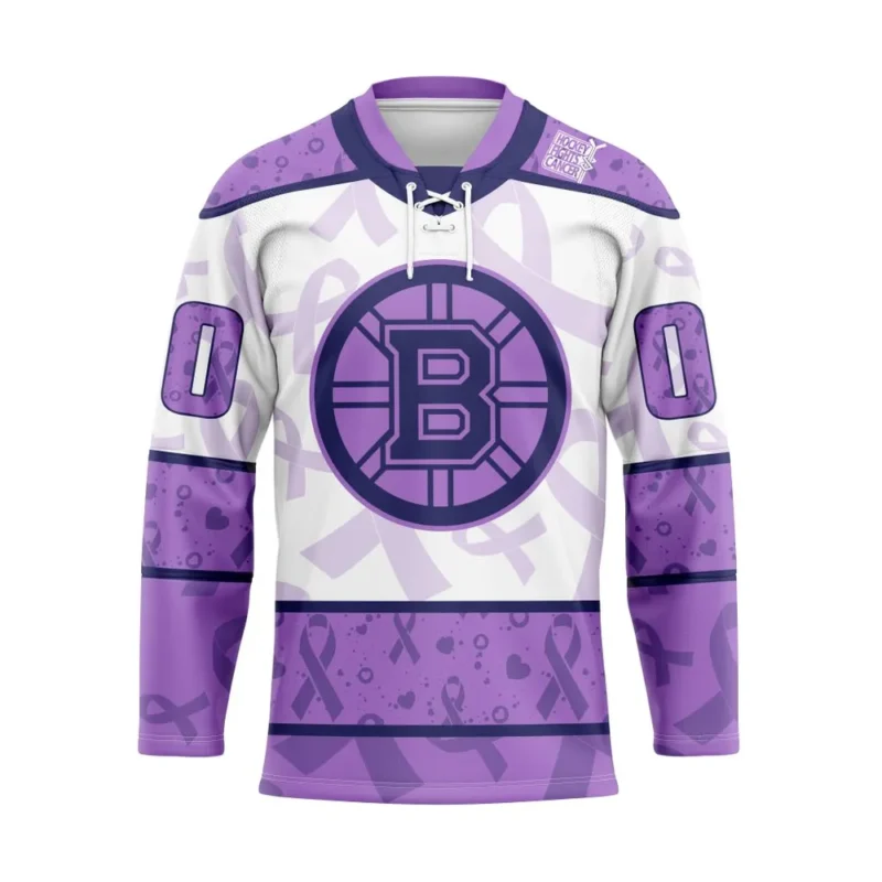 NHL Boston Bruins Special Lavender Â€“ Fight Cancer Hockey Jersey