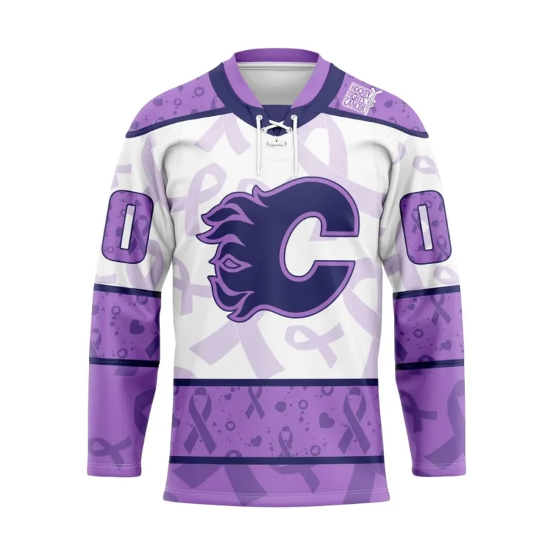 NHL Calgary Flames Special Lavender Â€“ Fight Cancer Hockey Jersey