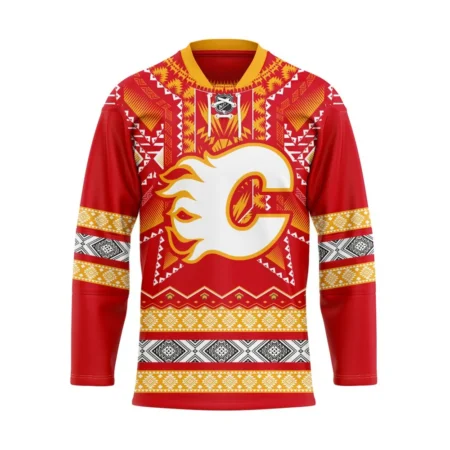 NHL Calgary Flames Personalized Native Design Hockey Jersey St2401