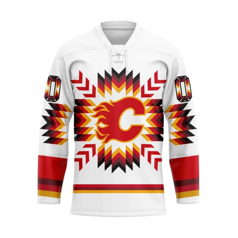 NHL Calgary Flames Special Design With Native Pattern Hockey Jersey