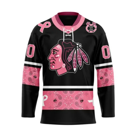 NHL Chicago Blackhawks, Specialized Hockey Jerseys In Classic Style With Paisley! In October We Wear Pink Breast Cancer