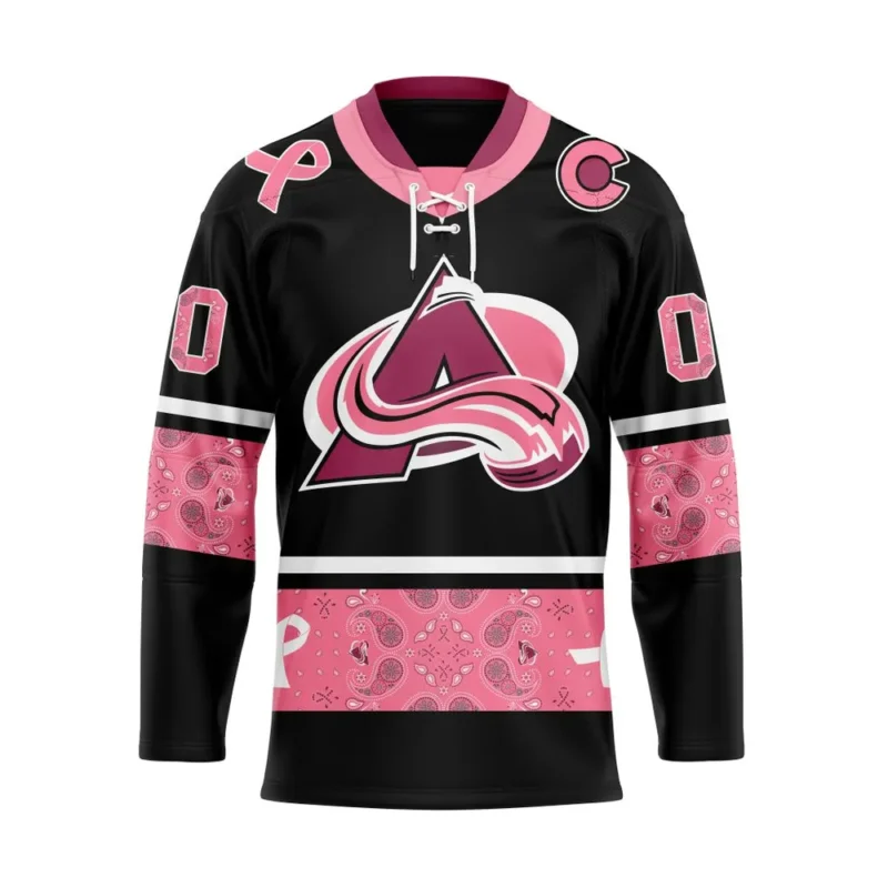 NHL Colorado Avalanche, Specialized Hockey Jerseys In Classic Style With Paisley! In October We Wear Pink Breast Cancer