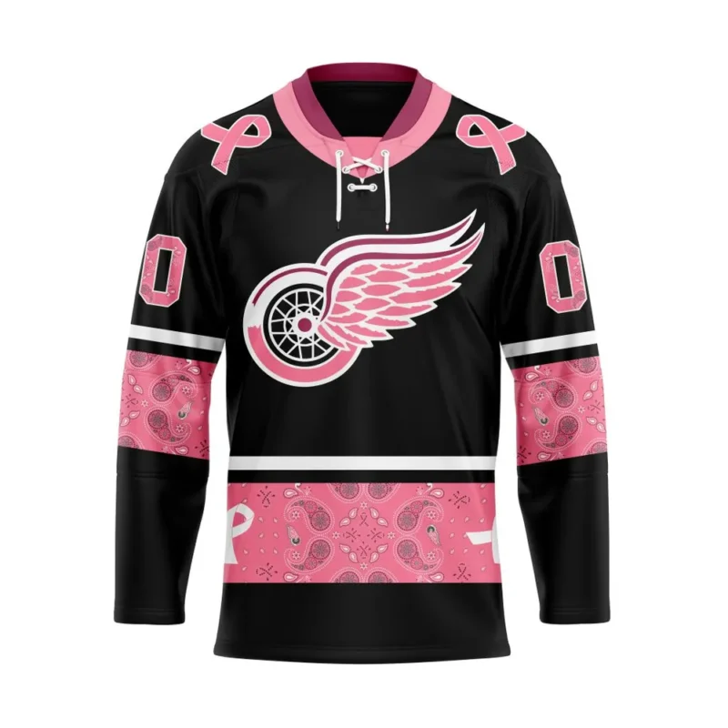 NHL Detroit Red Wings, Specialized Hockey Jerseys In Classic Style With Paisley! In October We Wear Pink Breast Cancer