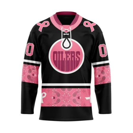 NHL Edmonton Oilers, Specialized Hockey Jerseys In Classic Style With Paisley! In October We Wear Pink Breast Cancer