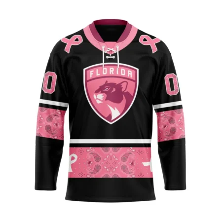 NHL Florida Panthers, Specialized Hockey Jerseys In Classic Style With Paisley! In October We Wear Pink Breast Cancer