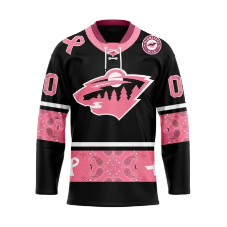 NHL Minnesota Wild, Specialized Hockey Jerseys In Classic Style With Paisley! In October We Wear Pink Breast Cancer