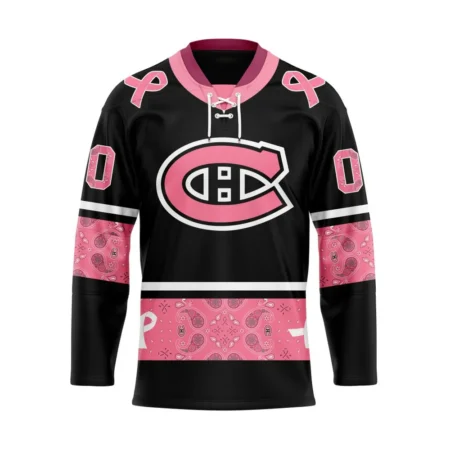 NHL Montreal Canadiens, Specialized Hockey Jerseys In Classic Style With Paisley! In October We Wear Pink Breast Cancer