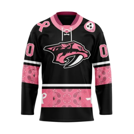 NHL Nashville Predators, Specialized Hockey Jerseys In Classic Style With Paisley! In October We Wear Pink Breast Cancer