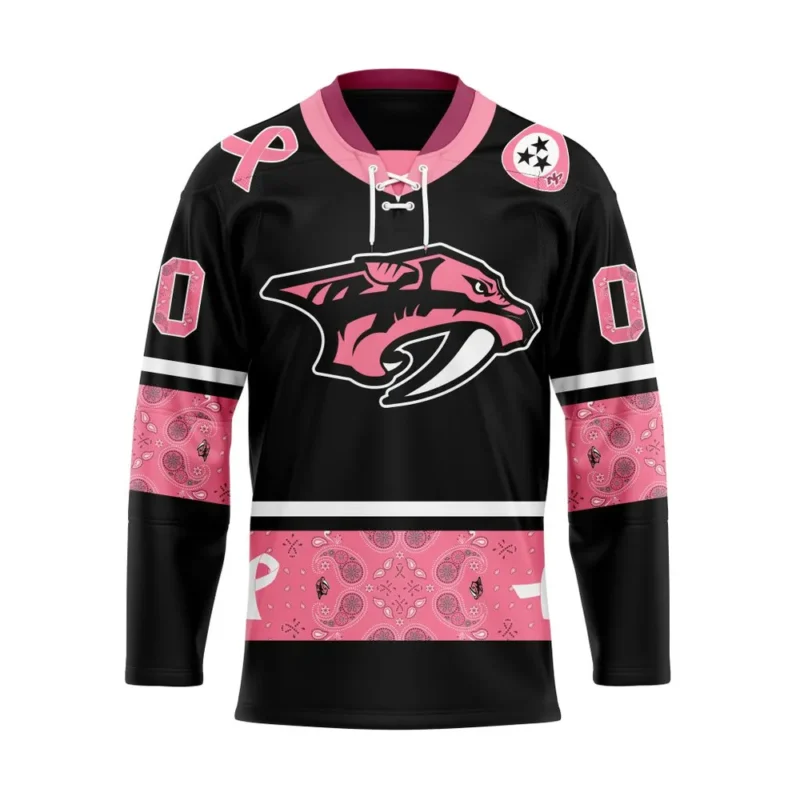 NHL Nashville Predators, Specialized Hockey Jerseys In Classic Style With Paisley! In October We Wear Pink Breast Cancer