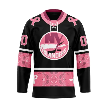 NHL New York Islanders, Specialized Hockey Jerseys In Classic Style With Paisley! In October We Wear Pink Breast Cancer