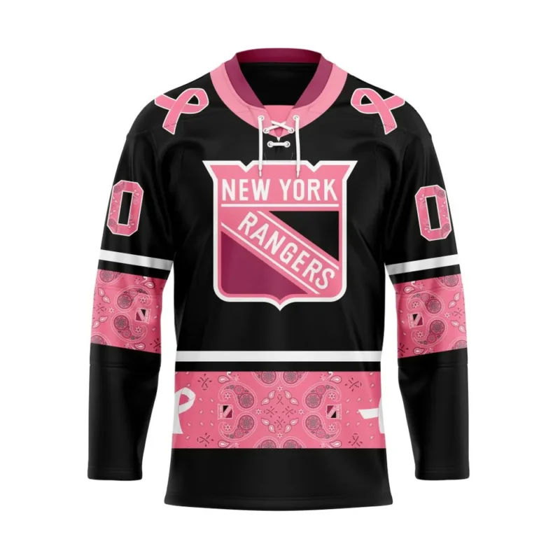 NHL New York Rangers, Specialized Hockey Jerseys In Classic Style With Paisley! In October We Wear Pink Breast Cancer