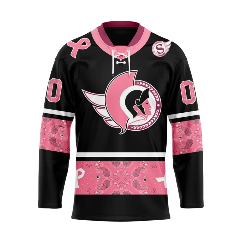 NHL Ottawa Senators, Specialized Hockey Jerseys In Classic Style With Paisley! In October We Wear Pink Breast Cancer