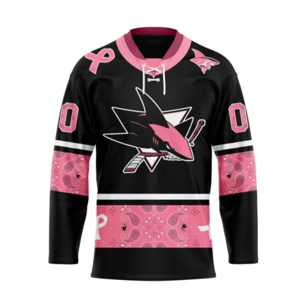 NHL San Jose Sharks, Specialized Hockey Jerseys In Classic Style With Paisley! In October We Wear Pink Breast Cancer