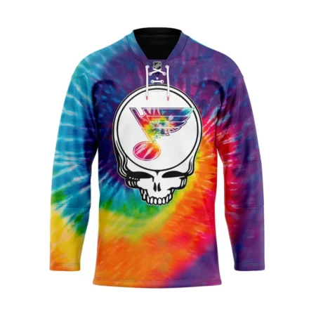 NHL St Louis Blues, Specialized Grateful Dead Tie Dye Hockey Jersey St2201