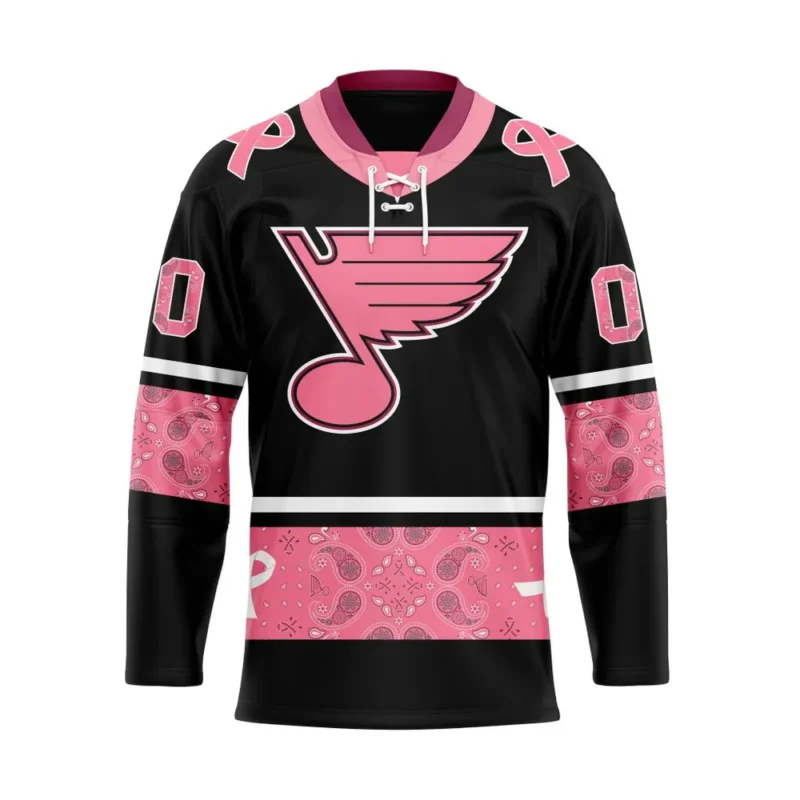 NHL St. Louis Blues, Specialized Hockey Jerseys In Classic Style With Paisley! In October We Wear Pink Breast Cancer