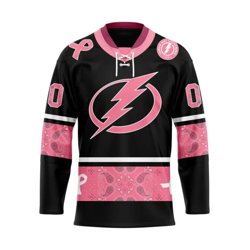 NHL Tampa Bay Lightning, Specialized Hockey Jerseys In Classic Style With Paisley! In October We Wear Pink Breast Cancer