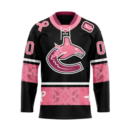 NHL Vancouver Canucks, Specialized Hockey Jerseys In Classic Style With Paisley! In October We Wear Pink Breast Cancer