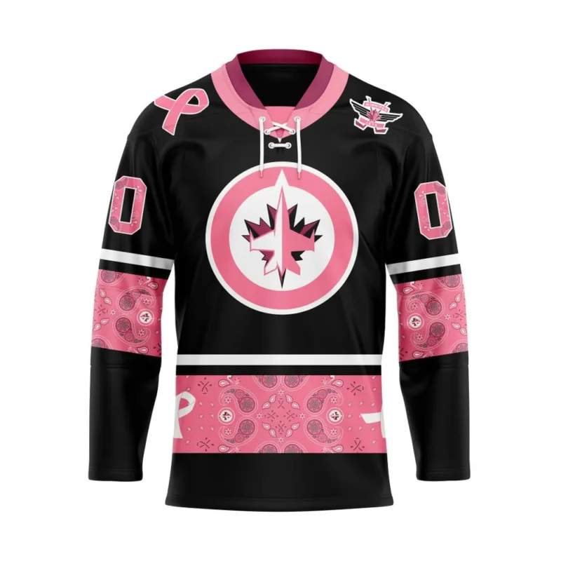 NHL Winnipeg Jets, Specialized Hockey Jerseys In Classic Style With Paisley! In October We Wear Pink Breast Cancer