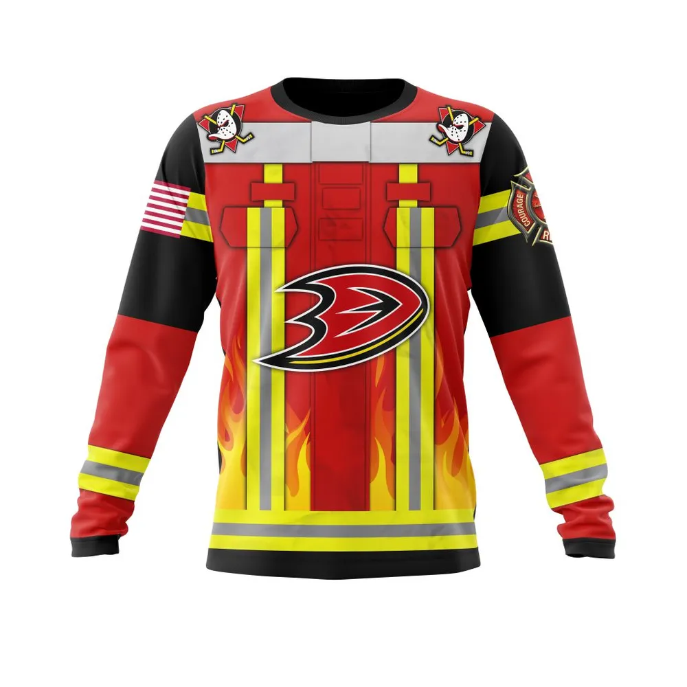 Anaheim Ducks Honnor Firefighter Uniform V0622 Long Sleeved Sweatshirt 