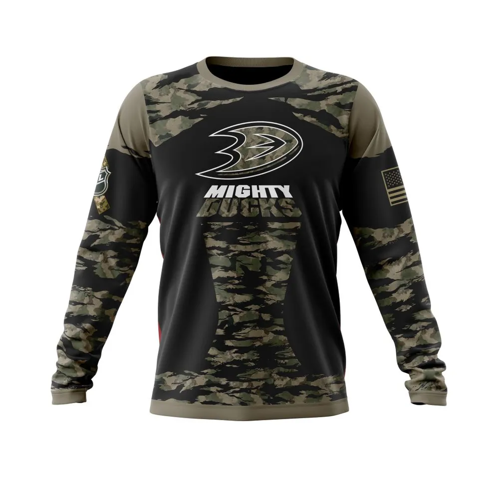 Anaheim Ducks | Honors Veterans And Military Members 2021 Long Sleeved Sweatshirt 