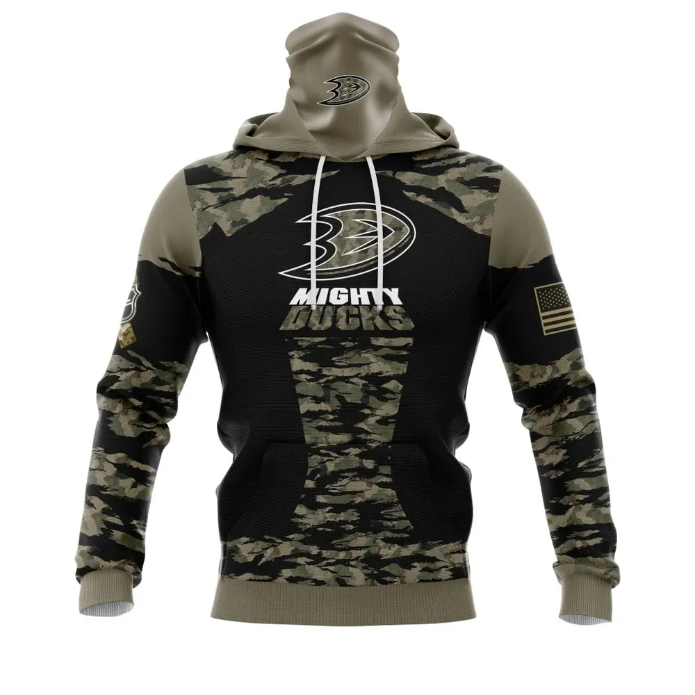 Anaheim Ducks | Honors Veterans And Military Members 2021 Mask Hoodie