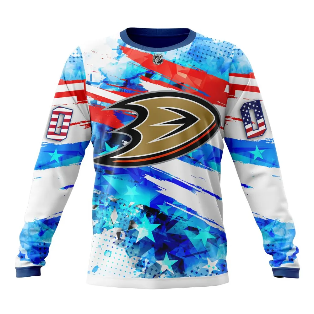 Anaheim Ducks | Special Concept For Independence Day St2201 Long Sleeved Sweatshirt 