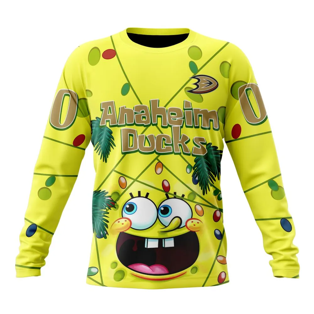 Anaheim Ducks | Specialized Jersey With Spongebob V0122 Long Sleeved Sweatshirt 