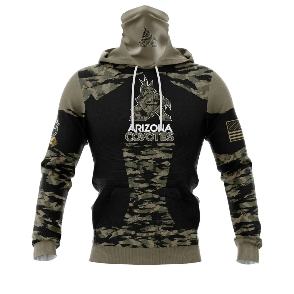 Arizona Coyotes | Honors Veterans And Military Members Mask Hoodie