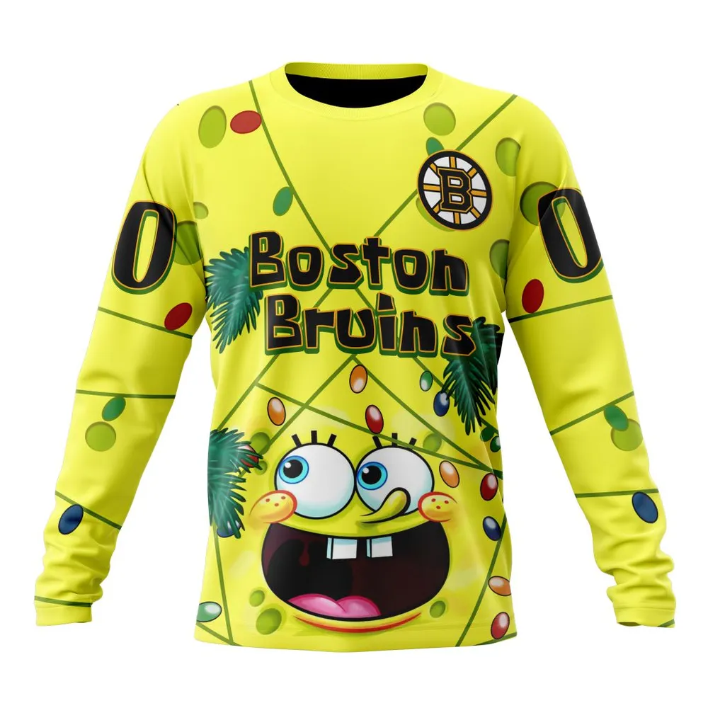 Boston Bruins | Specialized Jersey With Spongebob V0122 Long Sleeved Sweatshirt 