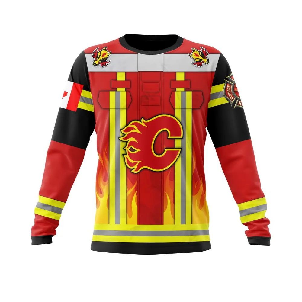 Calgary Flames Honnor Firefighter Uniform V0622 Long Sleeved Sweatshirt 