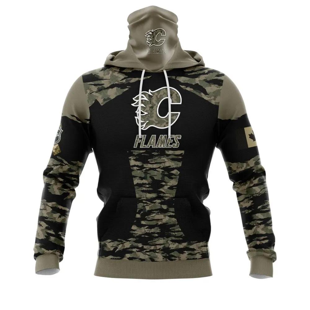 Calgary Flames | Honors Veterans And Military Members Mask Hoodie