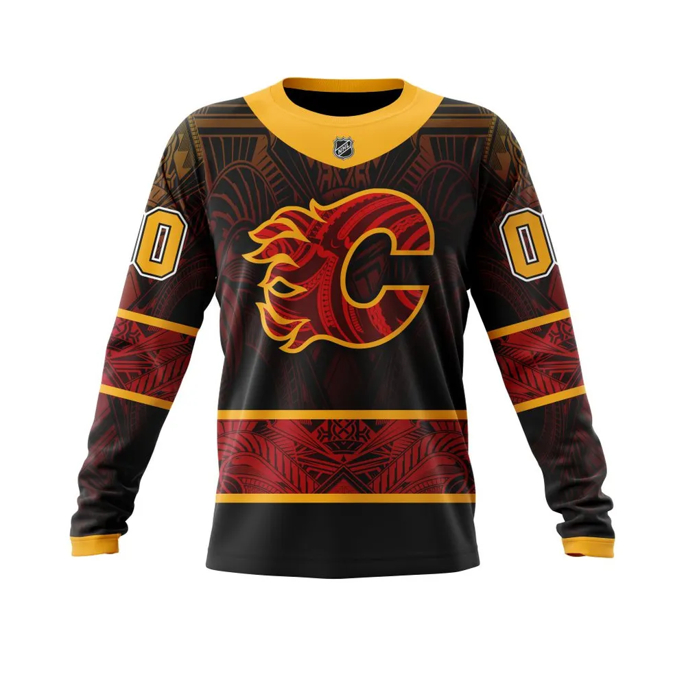 Calgary Flames | Specialized Native With Samoa Culture V0222 Long Sleeved Sweatshirt 