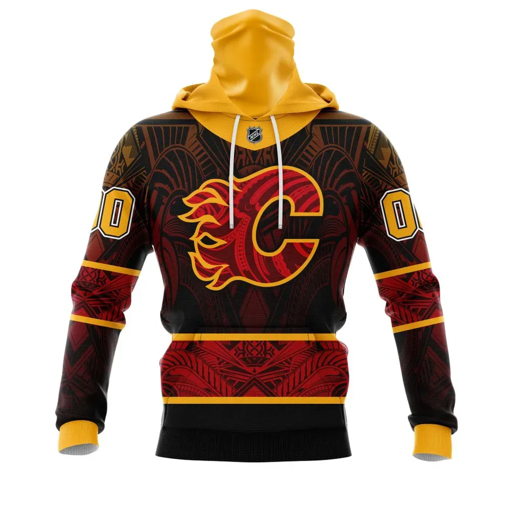 Calgary Flames | Specialized Native With Samoa Culture V0222 Mask Hoodie