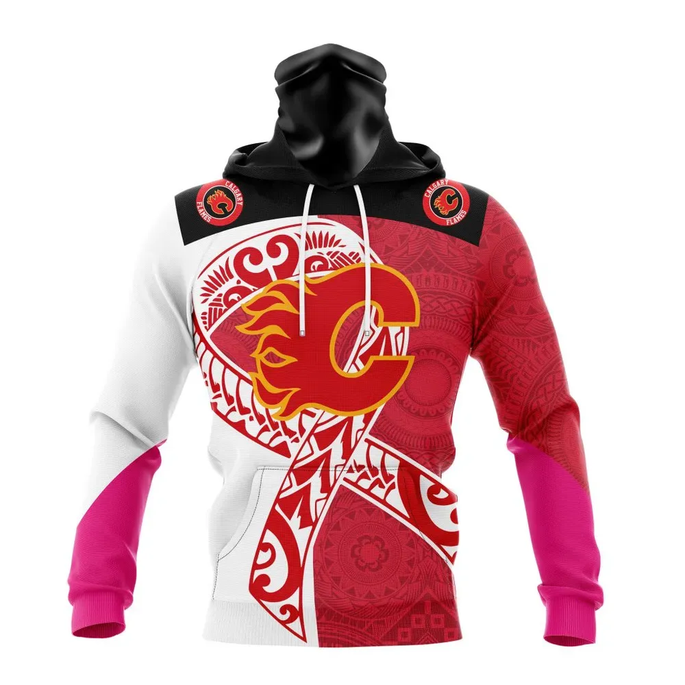 Calgary Flames Specialized Samoa Fights Cancer Jersey Mask Hoodie