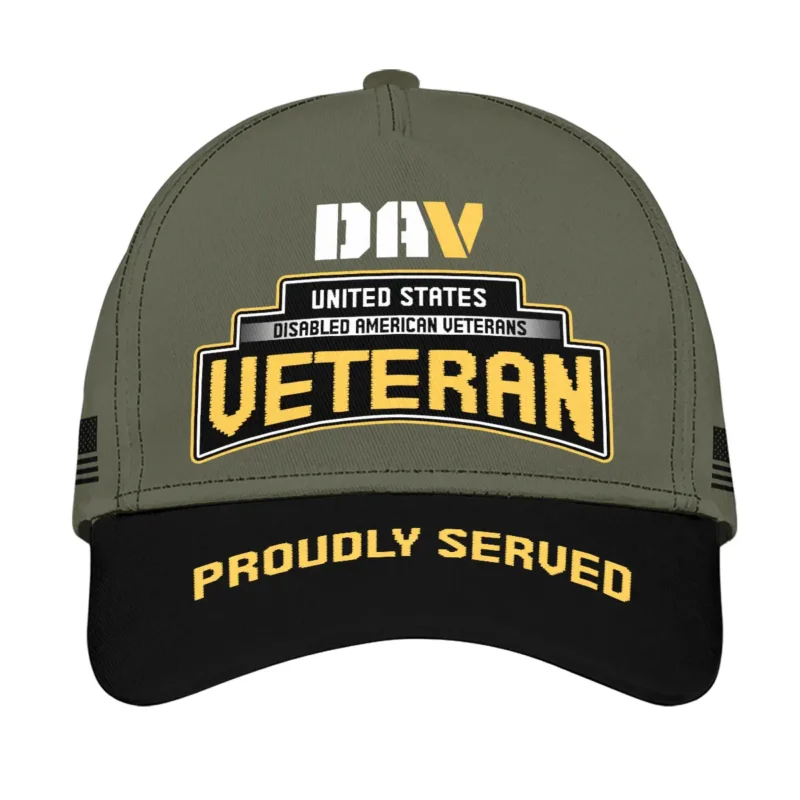 Proudly Served Disabled American Veterans Veteran Baseball Cap All Over Print BLVTR11924BDAV